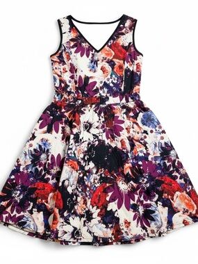 Simply Vera Vera Wang Women’s V-Neck Floral Dress in Purple & Red